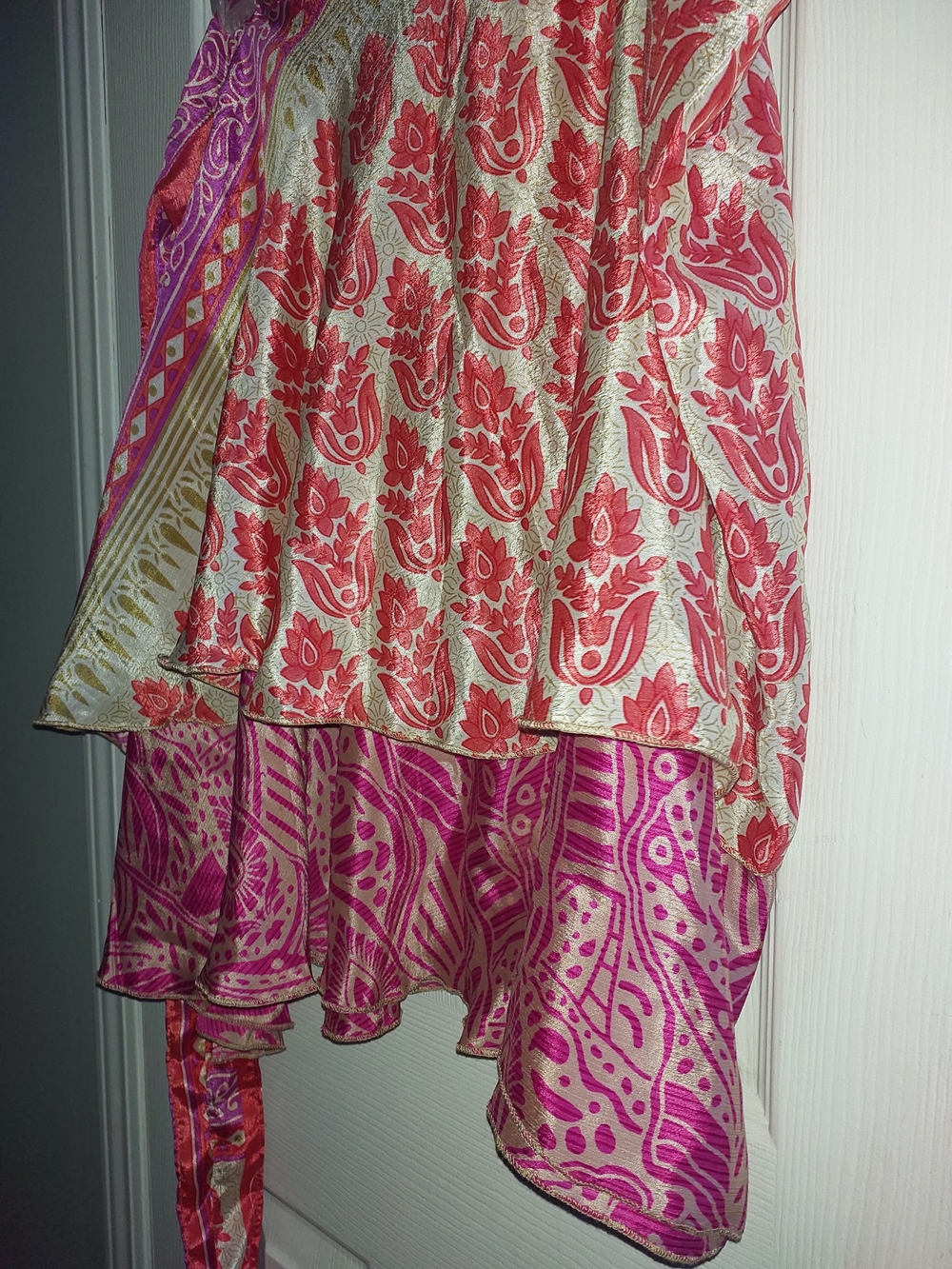 EARTHBOUND Vibrant Silk Printed Wrap-A-Round Layered Silk Skirt/Sarong - Picture 10 of 11